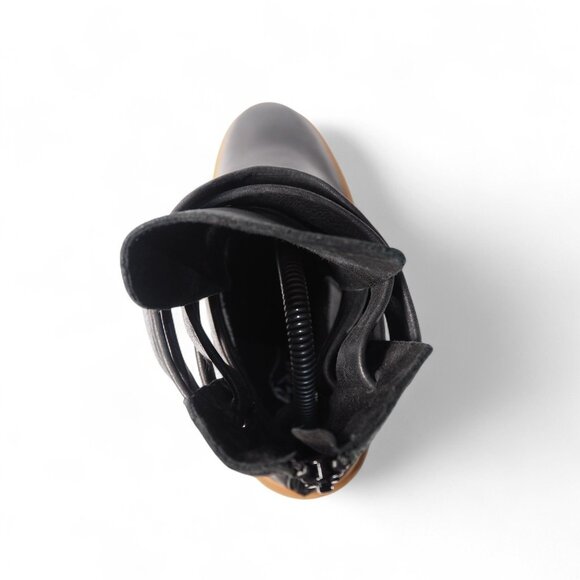 Free People Jesse Cutout Platform Chunky Heel Boots Women's 9/39.5 Black Leather - Picture 11 of 12